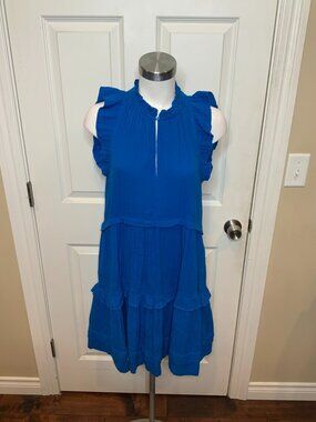 Me + Em Blue Tiered Ruffle Sleeveless Dress, Size 8